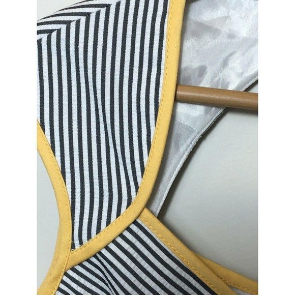 NEW London Times 8 P Seersucker Dress Gray Yellow - Picture 2 of 8